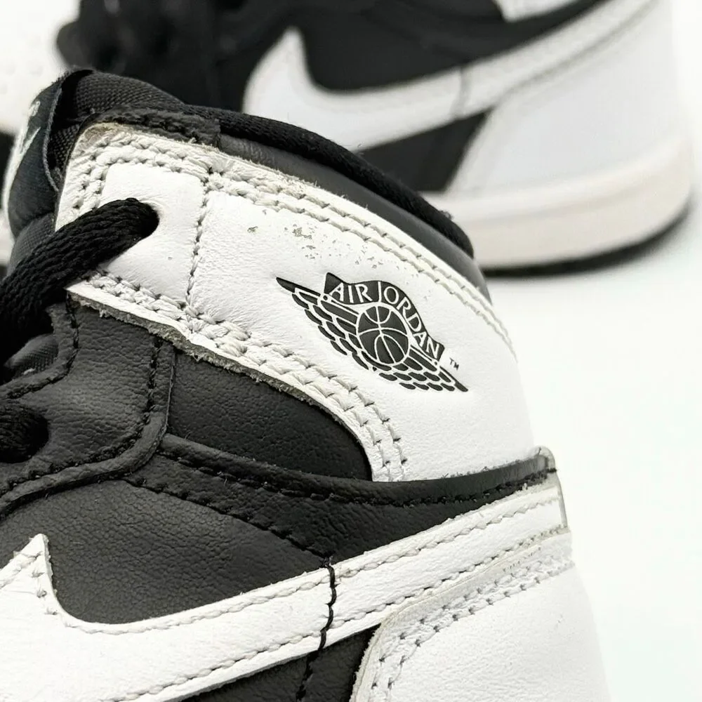 Nike Air Jordan Retro 1 OG High Top Panda Black White Lace Up Toddler Sneakers -